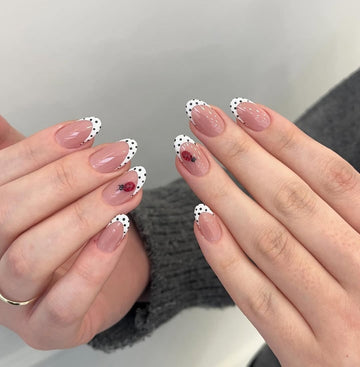 Cherry Scallop Polka-Dot French Press-On Nails – main view