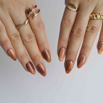 Cocoa Glow Brown Cat-Eye Press-On Nails – view 2