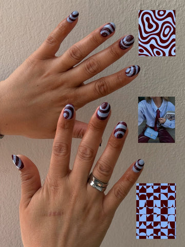 Plum Wave Graphic Press-On Nails – main view