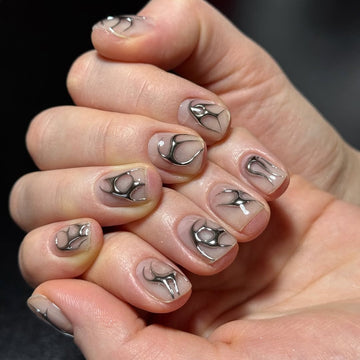 Taupe Current Metallic Line Press-On Nails – view 3