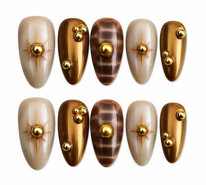 Solaris medium almond cat eye press on nails by Kakakoo product photo