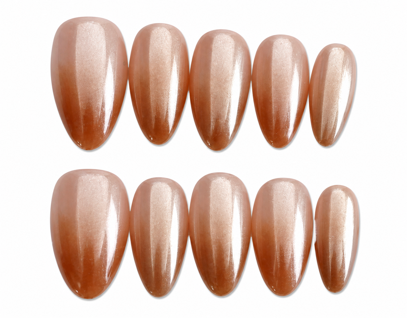 Golden Hour short almond glazed gold press on nails by Kakakoo product photo