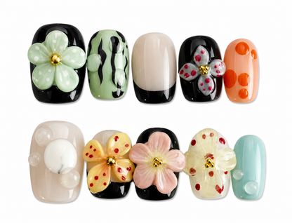 Bloom Pop squoval floral press on nails by Kakakoo product photo