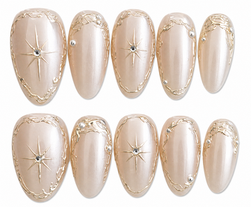 Celestia short almond chrome press on nails by Kakakoo product photo