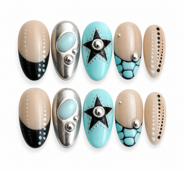 Mint Cosmo short almond chrome press on nails by Kakakoo product photo