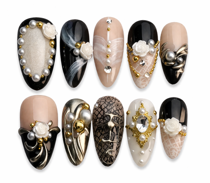 Gilt Relic medium almond chrome press on nails by Kakakoo product photo