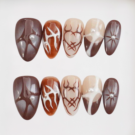 Pearl Burn Short Almond Autumn,Painted