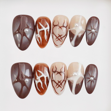 Pearl Burn Short Almond Autumn,Painted