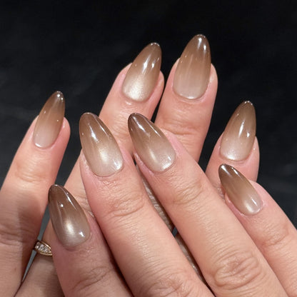 Mystic Siam short almond glazed press on nails by Kakakoo detail photo 2