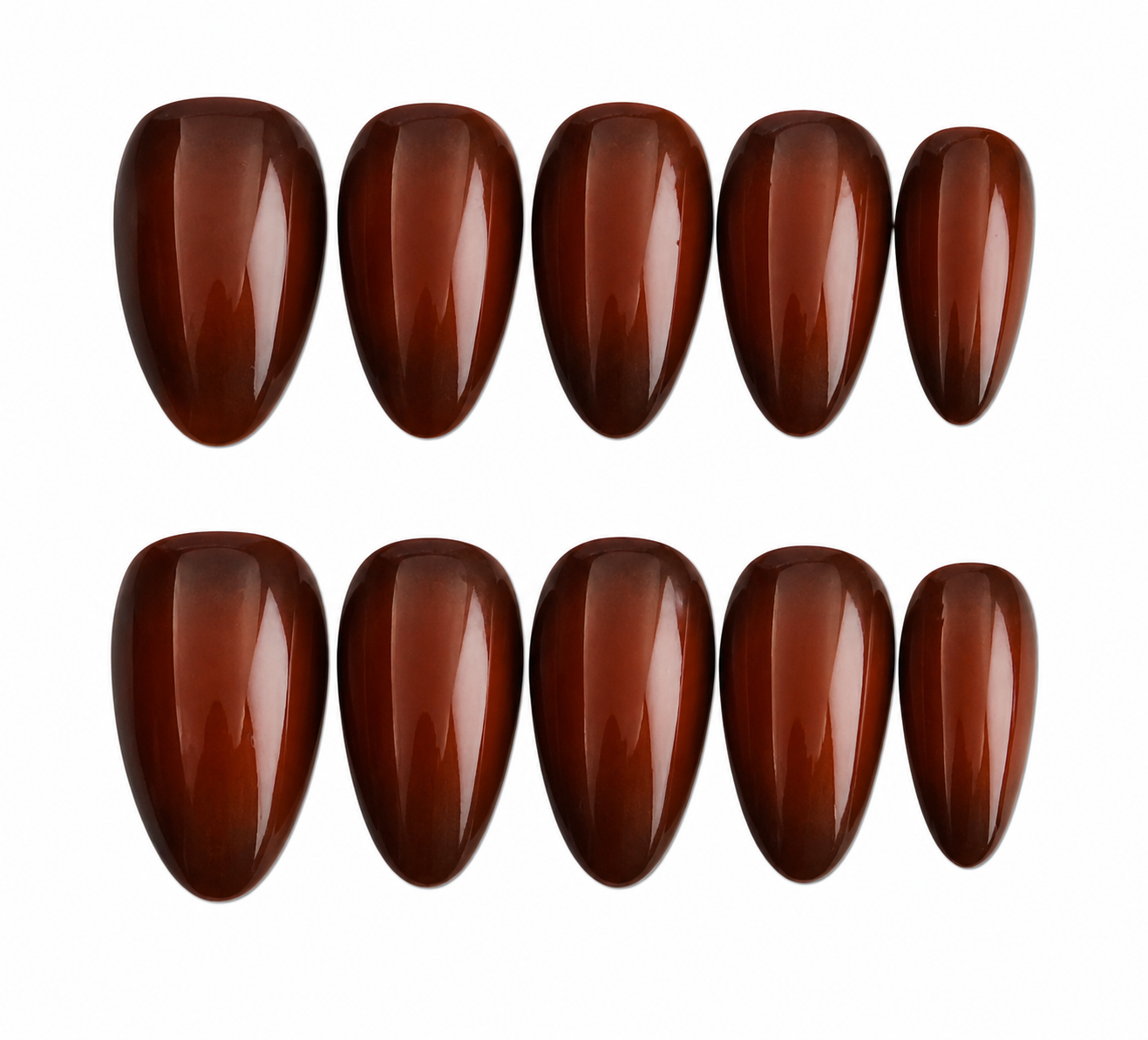 Chestnut short almond press on nails by Kakakoo product photo