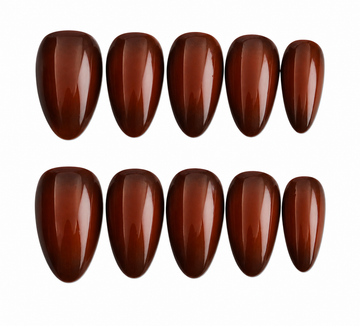 Chestnut short almond press on nails by Kakakoo product photo