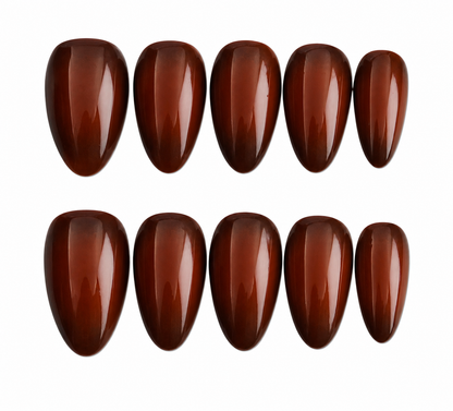 Chestnut short almond press on nails by Kakakoo product photo