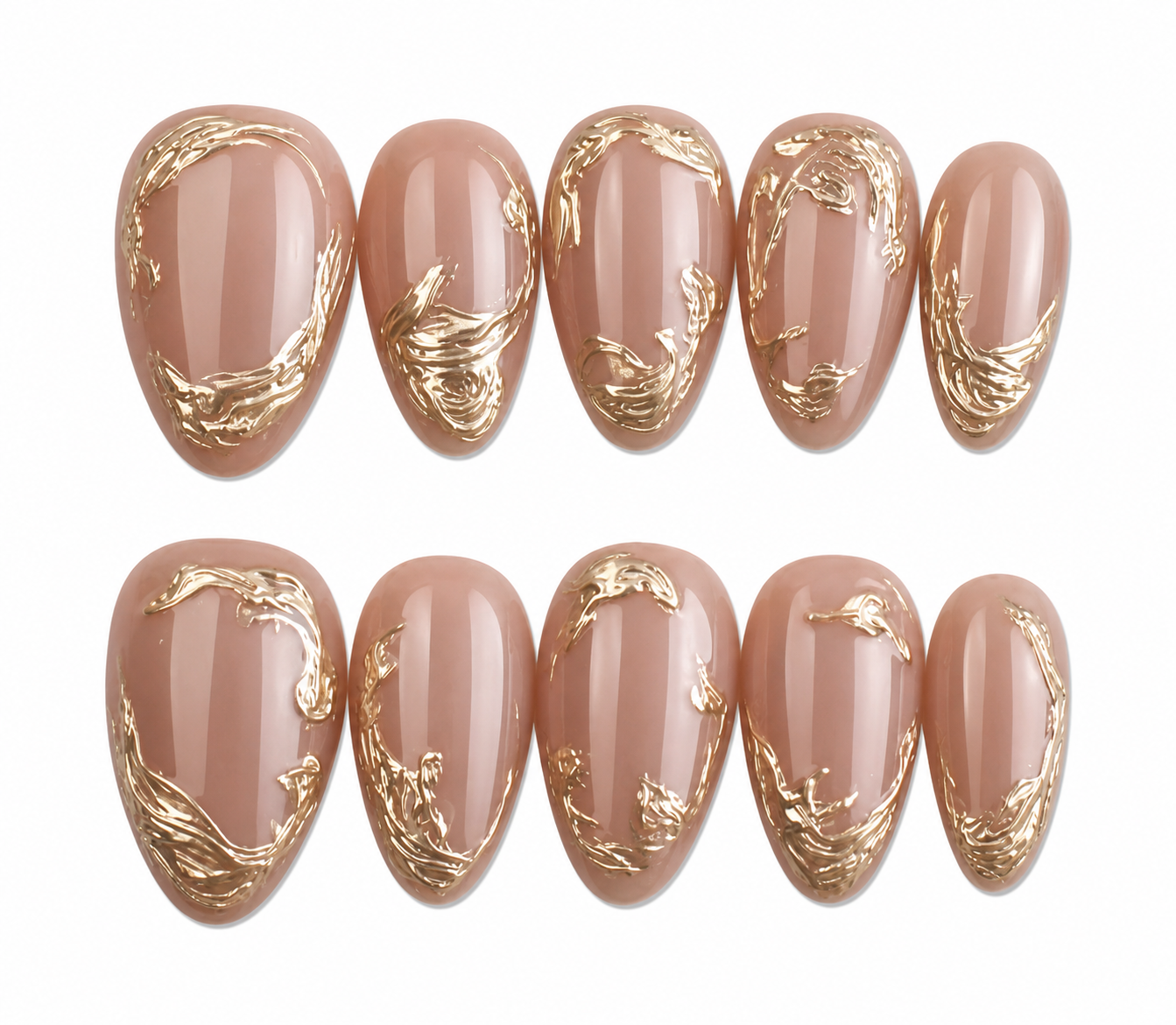 Mocha Swirl short almond glazed press on nails by Kakakoo product photo