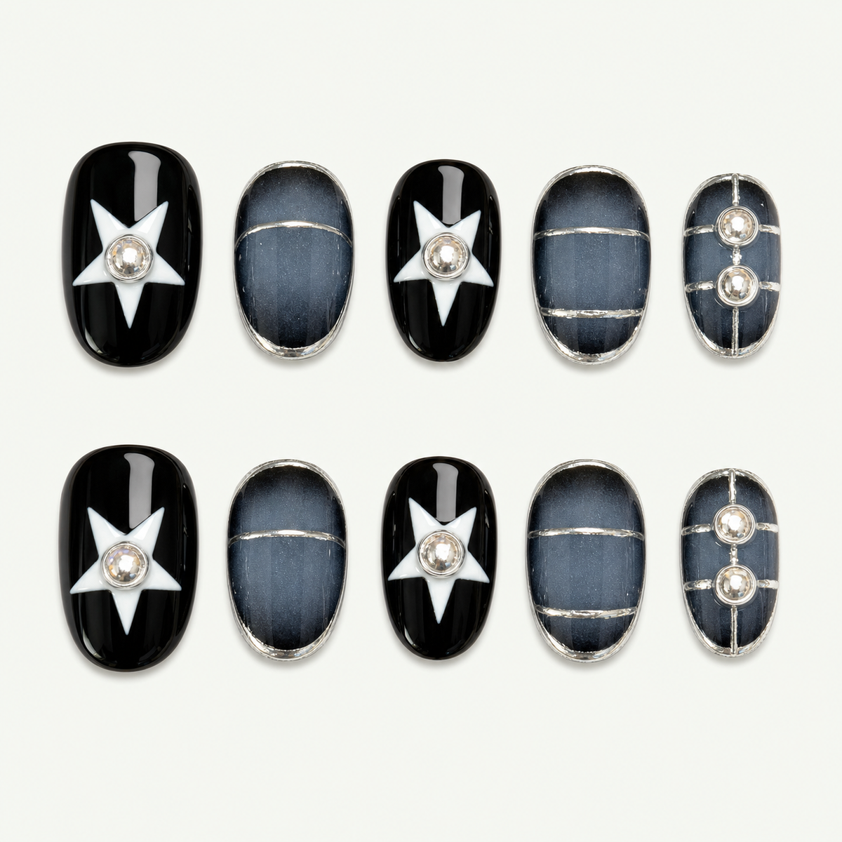 Denim Star Blue Graphic Press-On Nails - NS0083