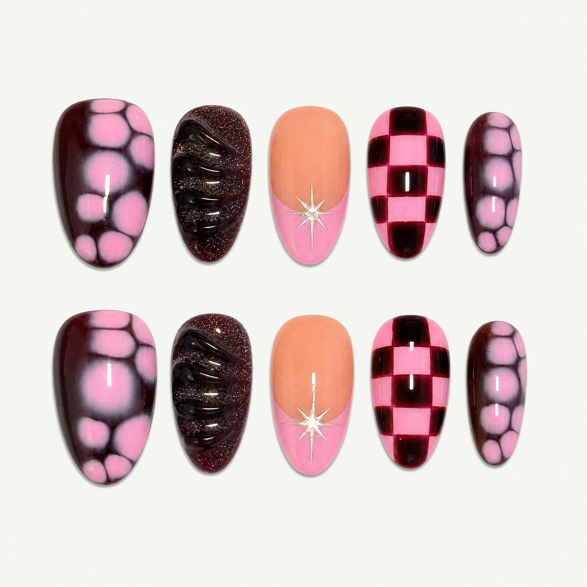 Plum Circuit Checker Press-On Nails - NS0111