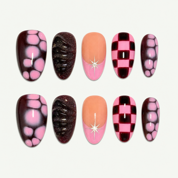 Plum Circuit Checker Press-On Nails - NS0111
