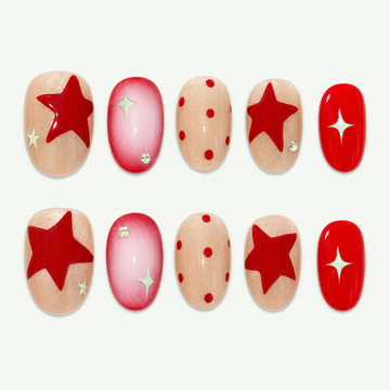 Cherry Pop Star Polka-Dot Press-On Nails - NS0114