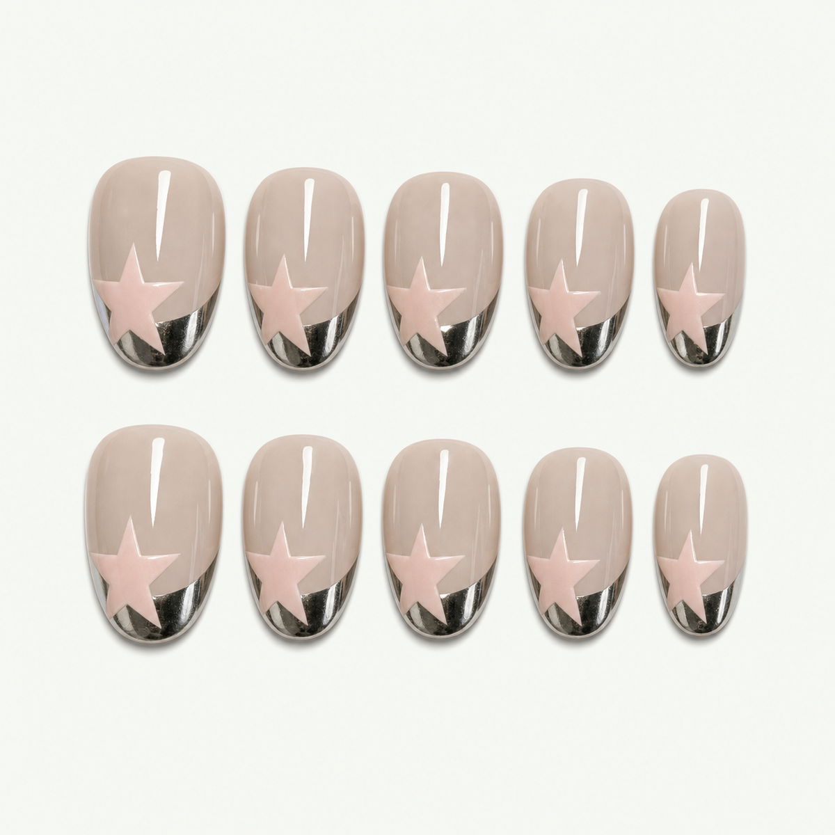 Starlight Bow Pink Chrome Press-On Nails - NS0137