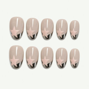 Starlight Bow Pink Chrome Press-On Nails - NS0137