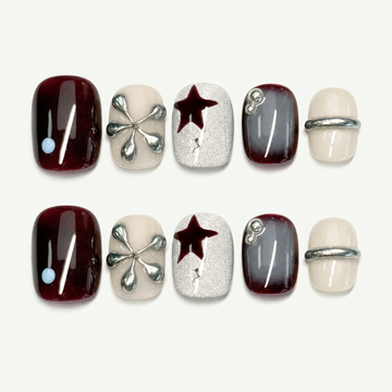 Burgundy Nova Sculpted Press-On Nails - NS0155
