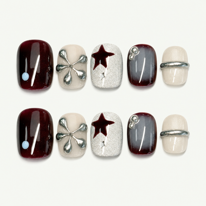 Burgundy Nova Sculpted Press-On Nails - NS0155