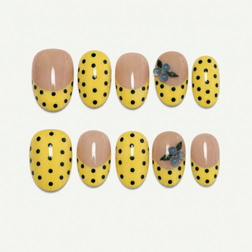 Sunny Dot Blue Floral Press-On Nails - NS0156