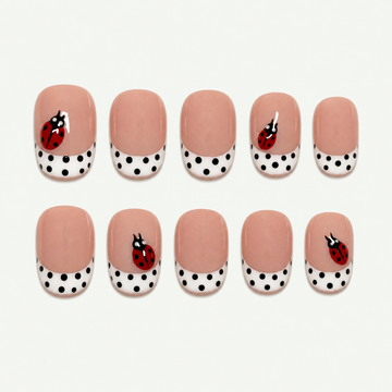Cherry Scallop Polka-Dot French Press-On Nails - NS0158