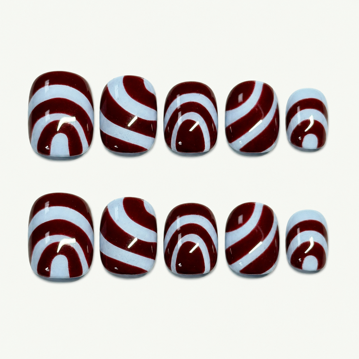 Plum Wave Graphic Press-On Nails - NS0182
