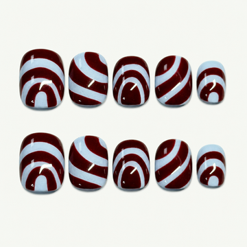 Plum Wave Graphic Press-On Nails - NS0182