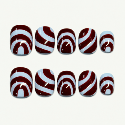 Plum Wave Graphic Press-On Nails - NS0182