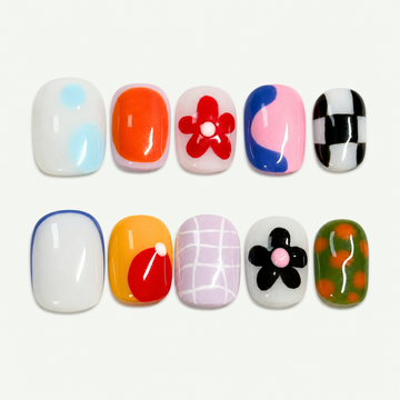 Flower Market Color-Block Press-On Nails - NS0203