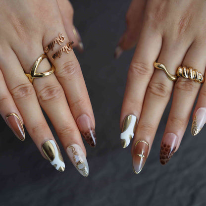 Aria medium almond hand-painted press on nails by Kakakoo detail photo 3