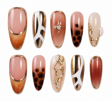 Aria medium almond hand-painted press on nails by Kakakoo product photo