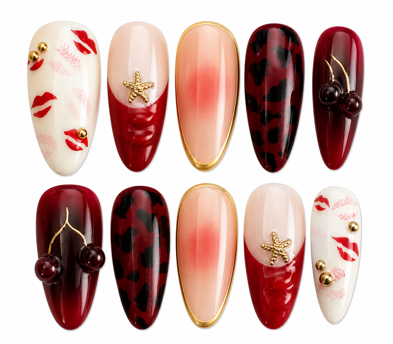 Kiss me wild medium almond 3D press on nails by Kakakoo product photo