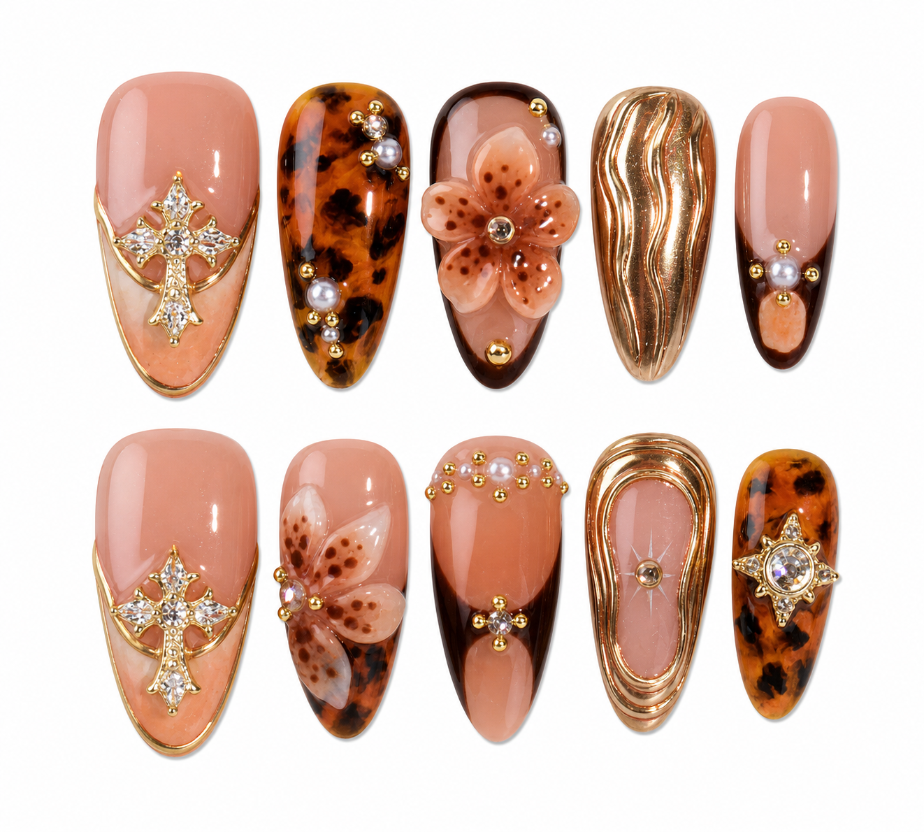 Menard medium almond 3D press on nails by Kakakoo product photo