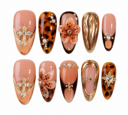 Menard medium almond 3D press on nails by Kakakoo product photo