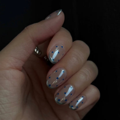 Blue Drizzle Dot Press-On Nails – main view