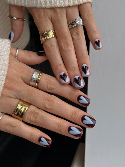 Blueberry Heart Color-Block Press-On Nails – view 4