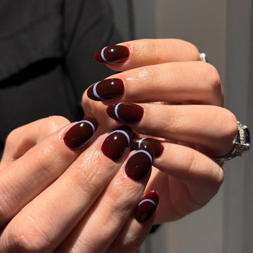 Burgundy Outline French Press-On Nails – main view