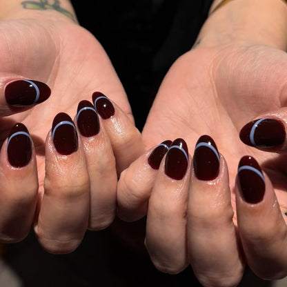 Burgundy Outline French Press-On Nails – view 4