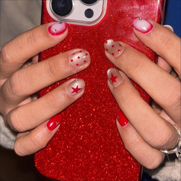Cherry Pop Star Polka-Dot Press-On Nails – main view