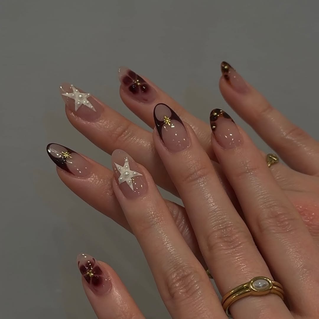 Coastal Bloom Nude French Press-On Nails – main view