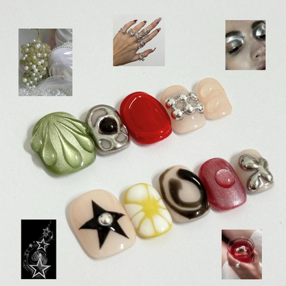 Daisy Matrix Retro Floral Press-On Nails – main view