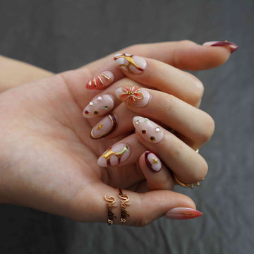 Ember Kiss Red Floral Press-On Nails – main view