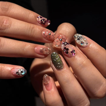 Garden Jewel Pink Floral Press-On Nails – main view