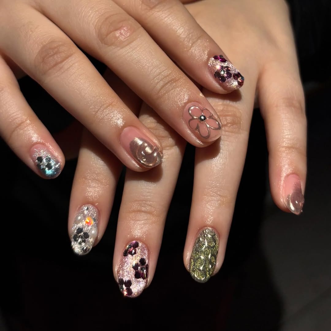 Garden Jewel Pink Floral Press-On Nails – view 2