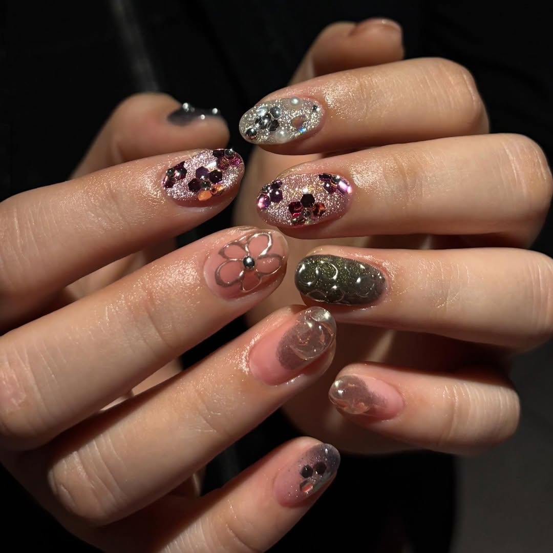 Garden Jewel Pink Floral Press-On Nails – view 4