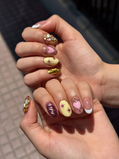 Honey Pop Pastel Chrome Press-On Nails – view 3