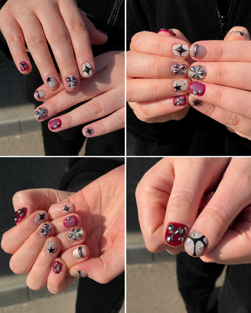 Magenta Alloy Sculpted Star Press-On Nails – main view