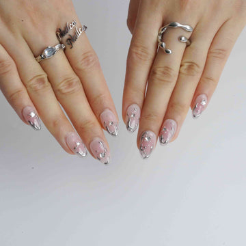 Melty Stardust Pink Chrome Press-On Nails – main view